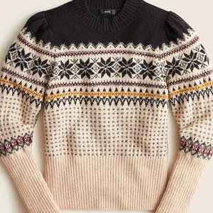 J.Crew Fair Isle puff-sleeve crewneck sweater in supersoft XL